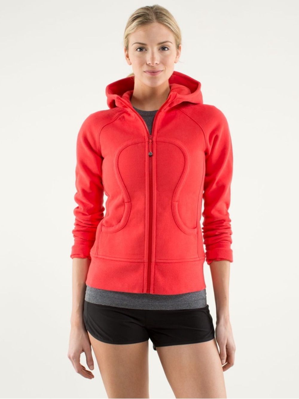 Lululemon Scuba Zip Up Hoodie, Size 6, Bright Coral